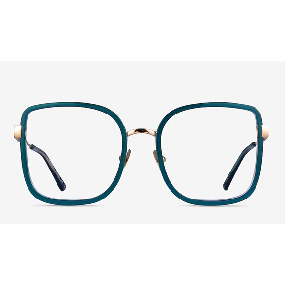 EyeBuyDirect Accessories - Womens teal square prescription-ready glasses  + case (56-20-140)